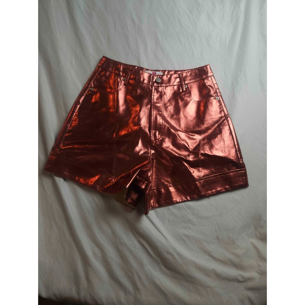 Buddy Love Faux Leather Shorts Womens Size 27 Metallic Pink High Waist Festival